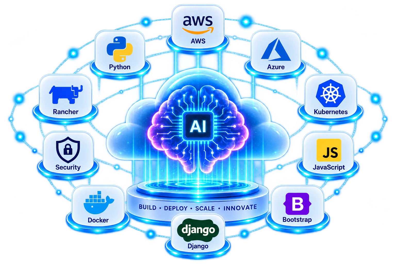 AI, cloud and software technology illustration