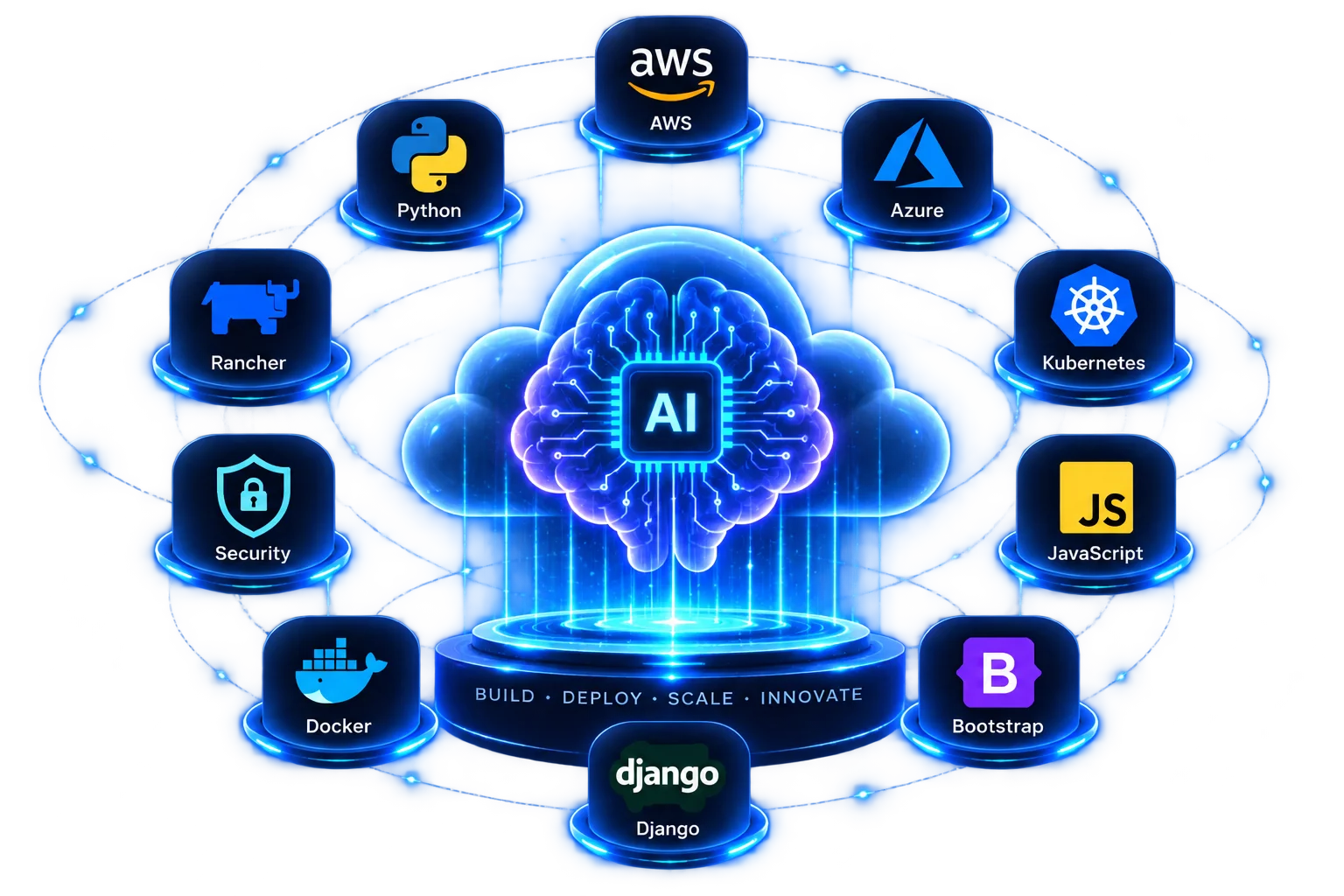 AI, cloud and software technology illustration